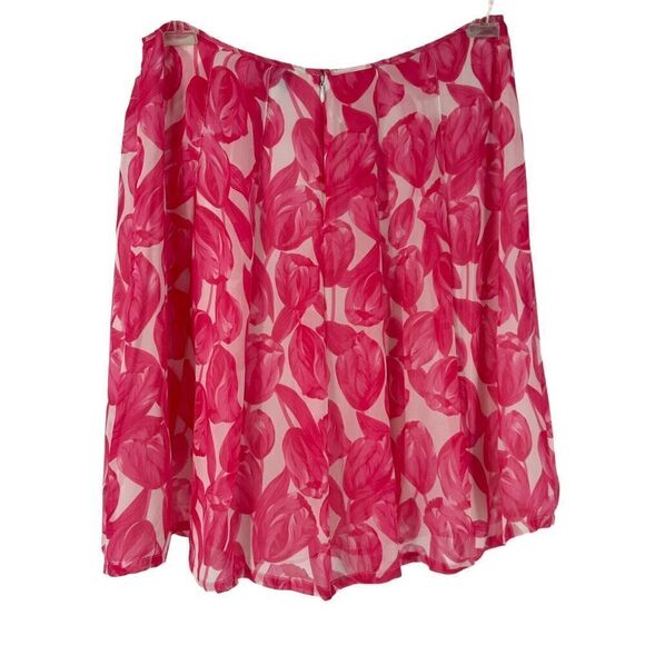 Bob Mackie Silk Skirt Pink Poppy Size 6 Preppy Lined Floral Spring A Line Mini - Picture 6 of 6